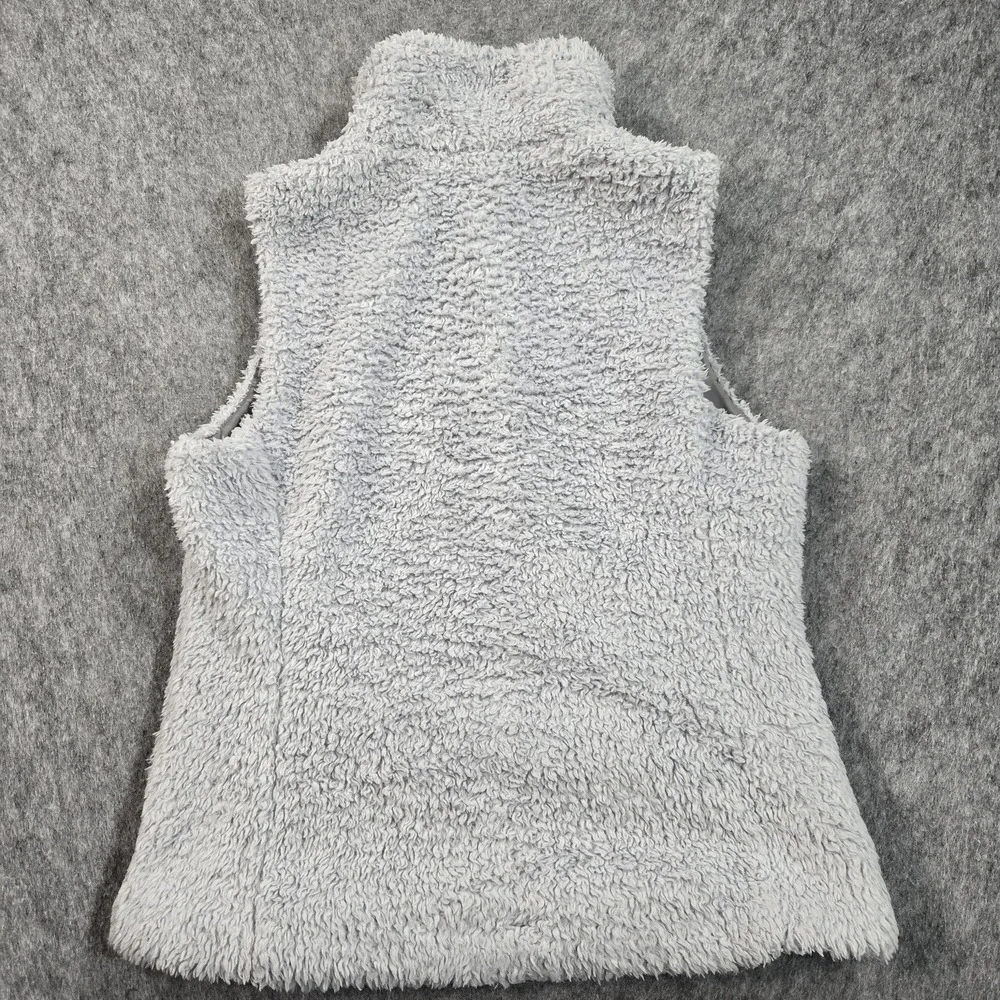 Patagonia Los Gatos Vest Womens Medium Gray Fuzzy Fleece Full Zip‎ Pockets Warm